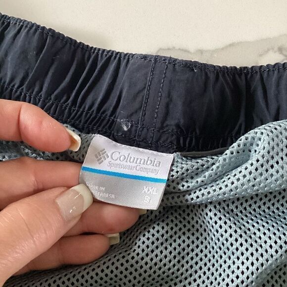 Columbia Mens Sz 2XL Nylon Shorts Navy Elastic Waist Belt Mesh Lining Fishing - Picture 4 of 9